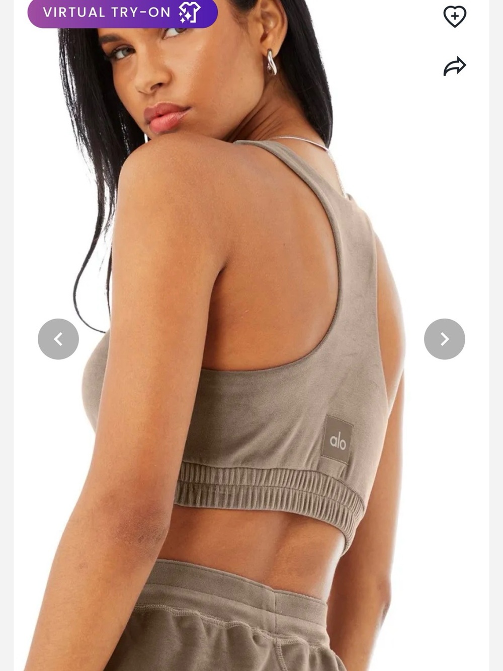 ALO Yoga Velour Glimmer Scoop Neck Bra